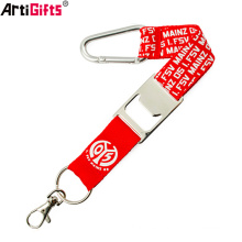 Wholesale Personalised Custom polyester short lanyard strap with bottle opener